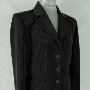 SICARI womens Sz 10 black PINSTRIPE jacket (B5)E2